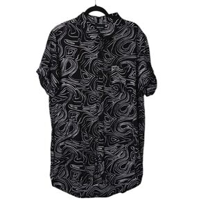 Abrand Jeans Mens Swirl Pattern Black & Cream Button-down Shirt size XL